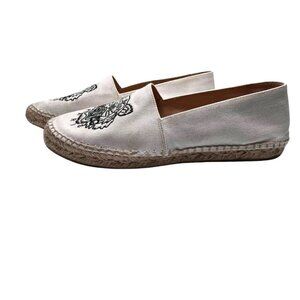 KENZO WHITE GREEN TIGER EMBROIDERED FLAT ESPADRILLE - 39 (7,5 - 8)